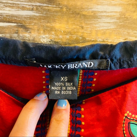 LUCKY BRAND 100% Silk Long Sleeved Boho Boat Neck Dress - Picture 5 of 5